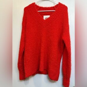 Aerie V-Neck Sweater in Vibrant Red